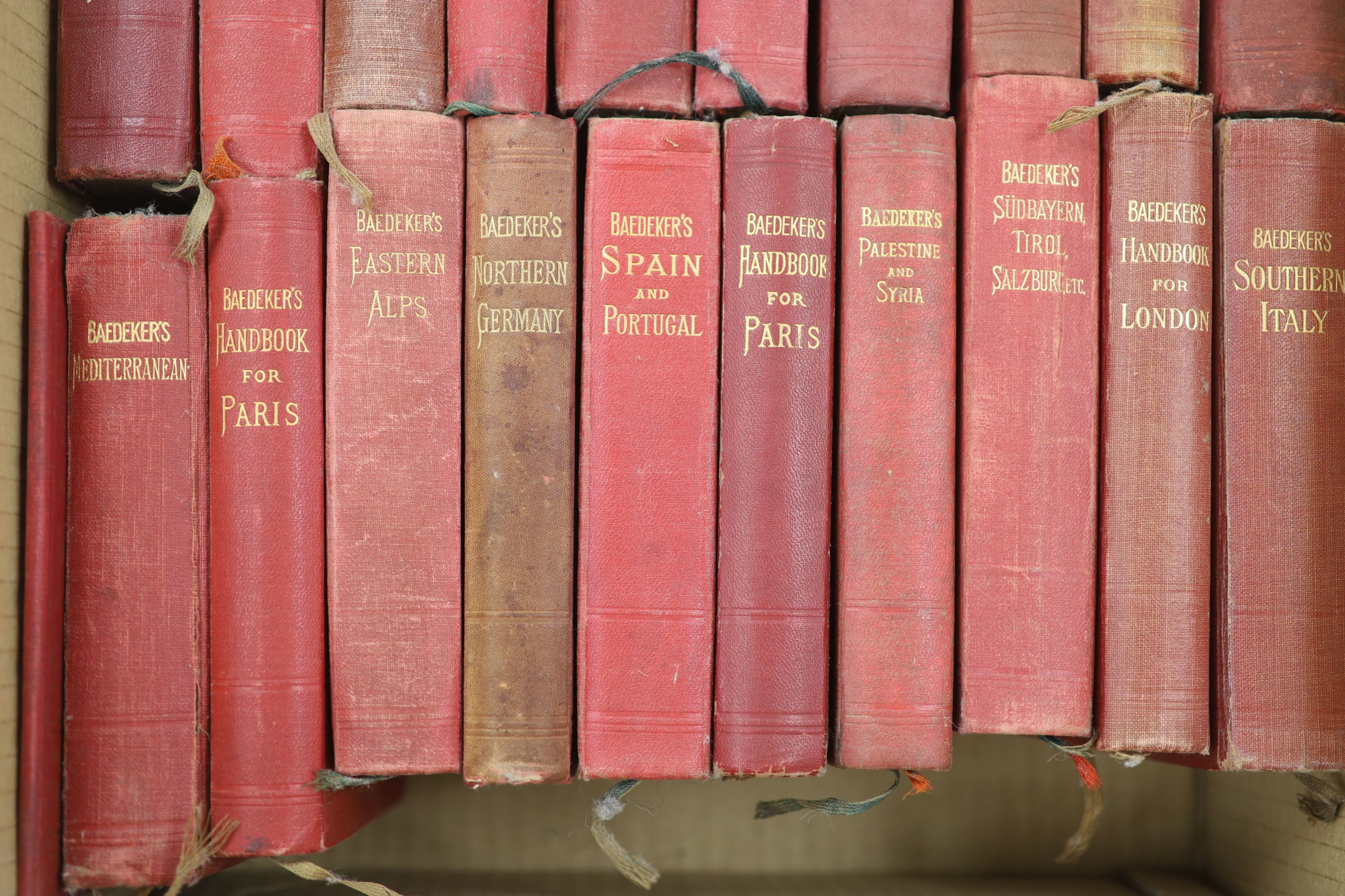 Baedeker, Karl - 21 guides, including Baedeker’s Riviera and South-Eastern France and Corsica, in d/j, torn and with loss, Leipzig, 1931